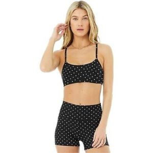 alo 3" Airlift High-Waist Polka Dot Shorts, black / white
